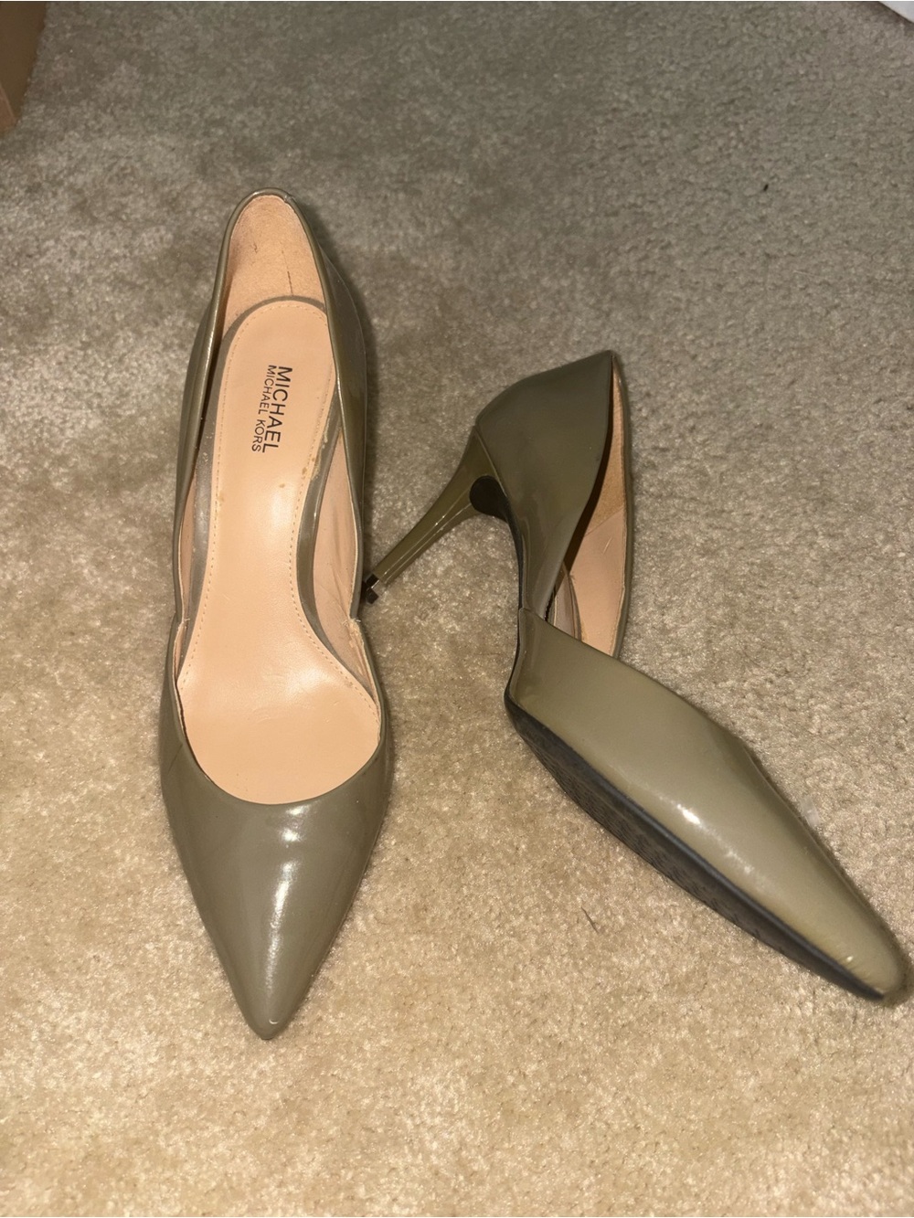 Michael Kors Olive Patent Pointed Toe Stiletto Pumps